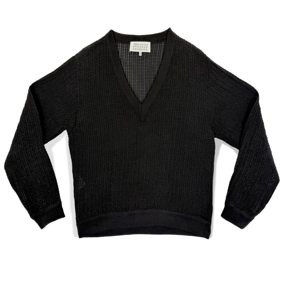 Maison Margiela V-Neck Sweater / Textured Open Weave + Double Faced / Unisex